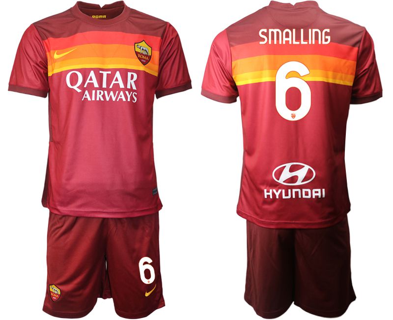 Men 2020-2021 club AS Roma home #6 red Soccer Jerseys